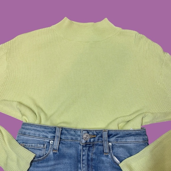 Coldwater Creek silk cotton ribbed mock turtleneck green sweater XL - Picture 5 of 15